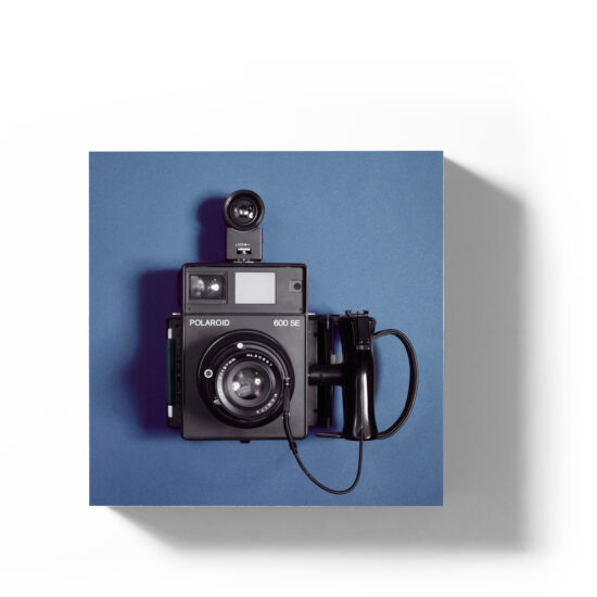 Holzbild Polaroid 600SE blau