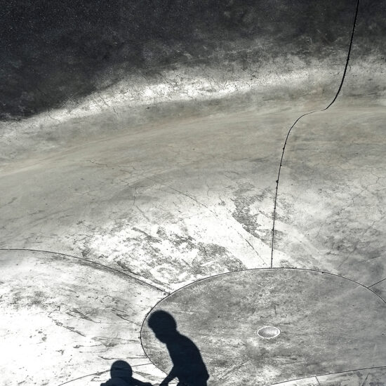 Wandbild Silhouette im Skatepark