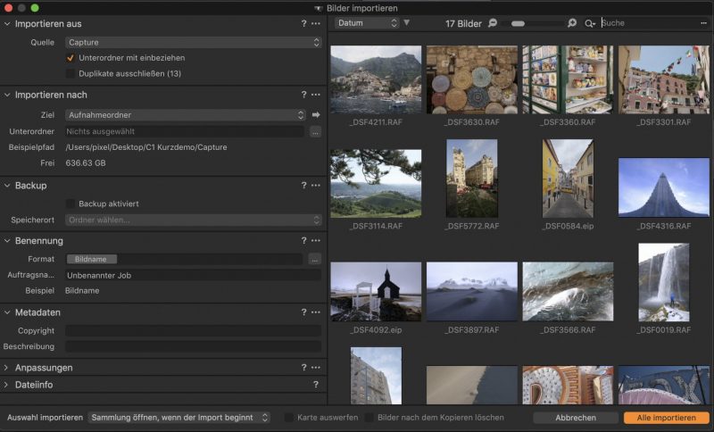 Capture One Pro 12 Kurs 2 Capture One Pro Bilder Importieren