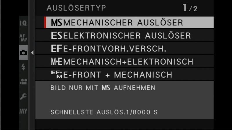 Fujifilm Einstellungen Kurs 19 Fujifilm X-T5 Einstellungen Auslösertyp Verschluss