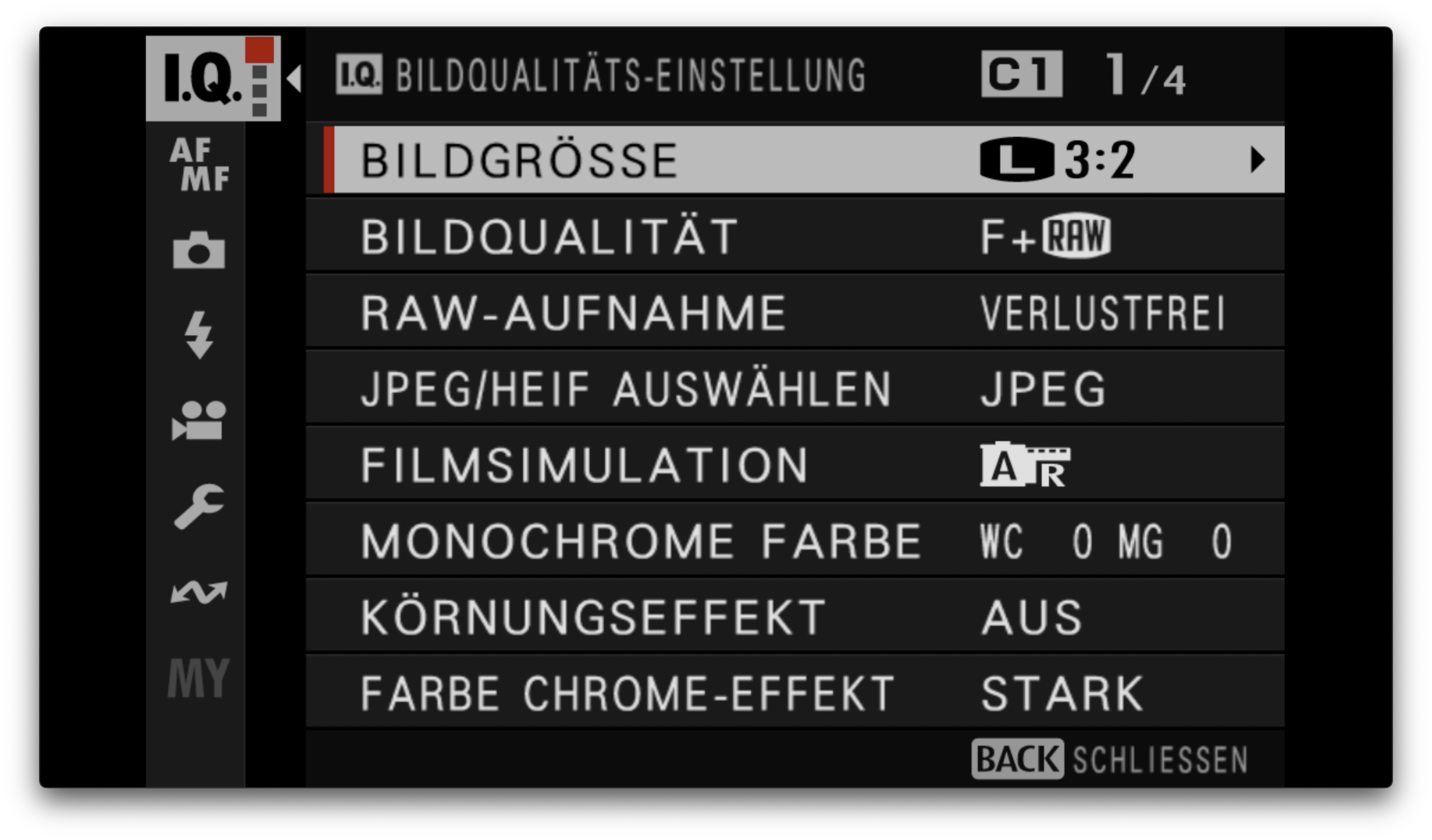 Fujifilm X-T5 Bildqualität Einstellungen Menü