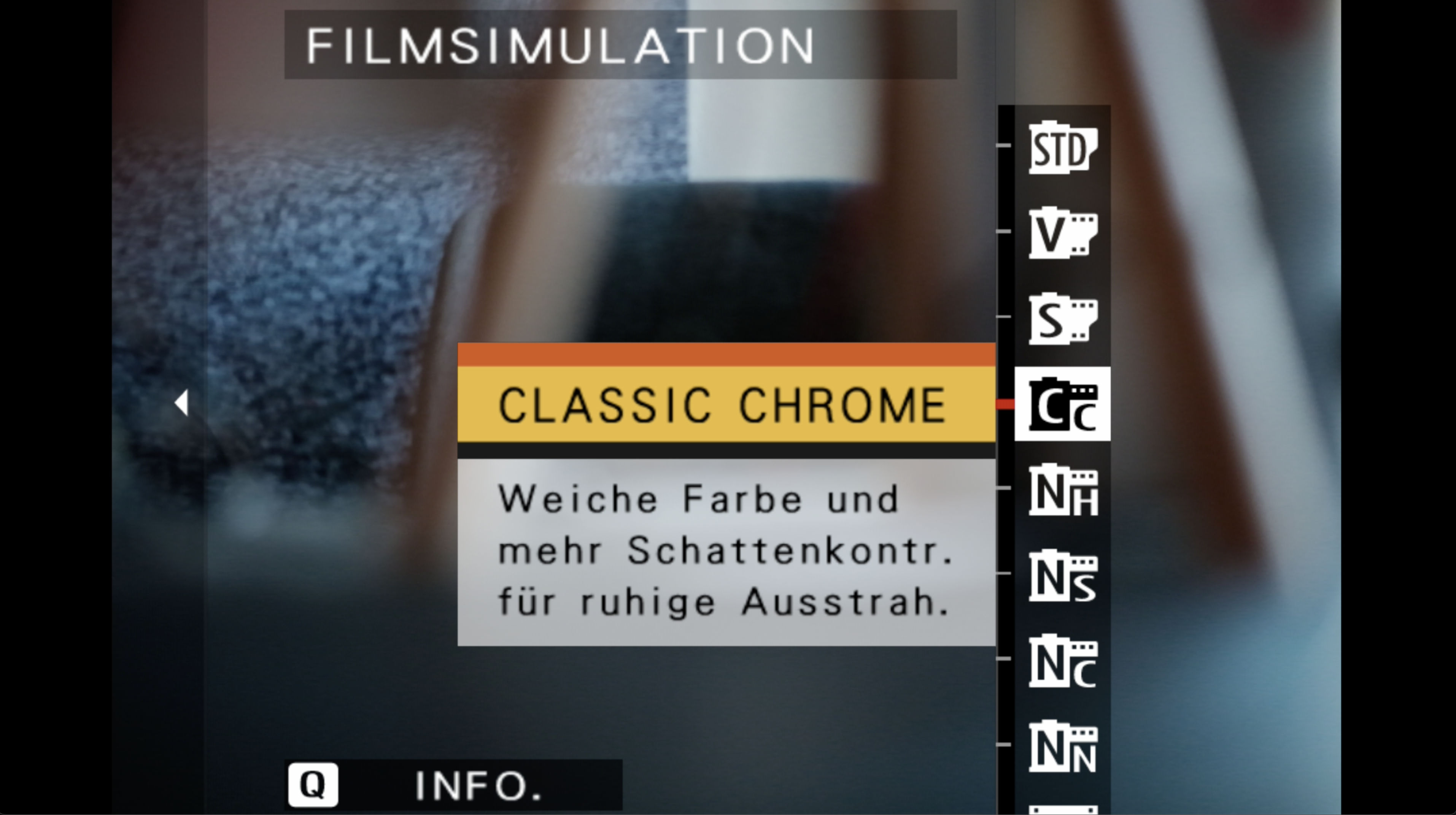 Fujifilm X-T5 Filmsimulationen im Menü