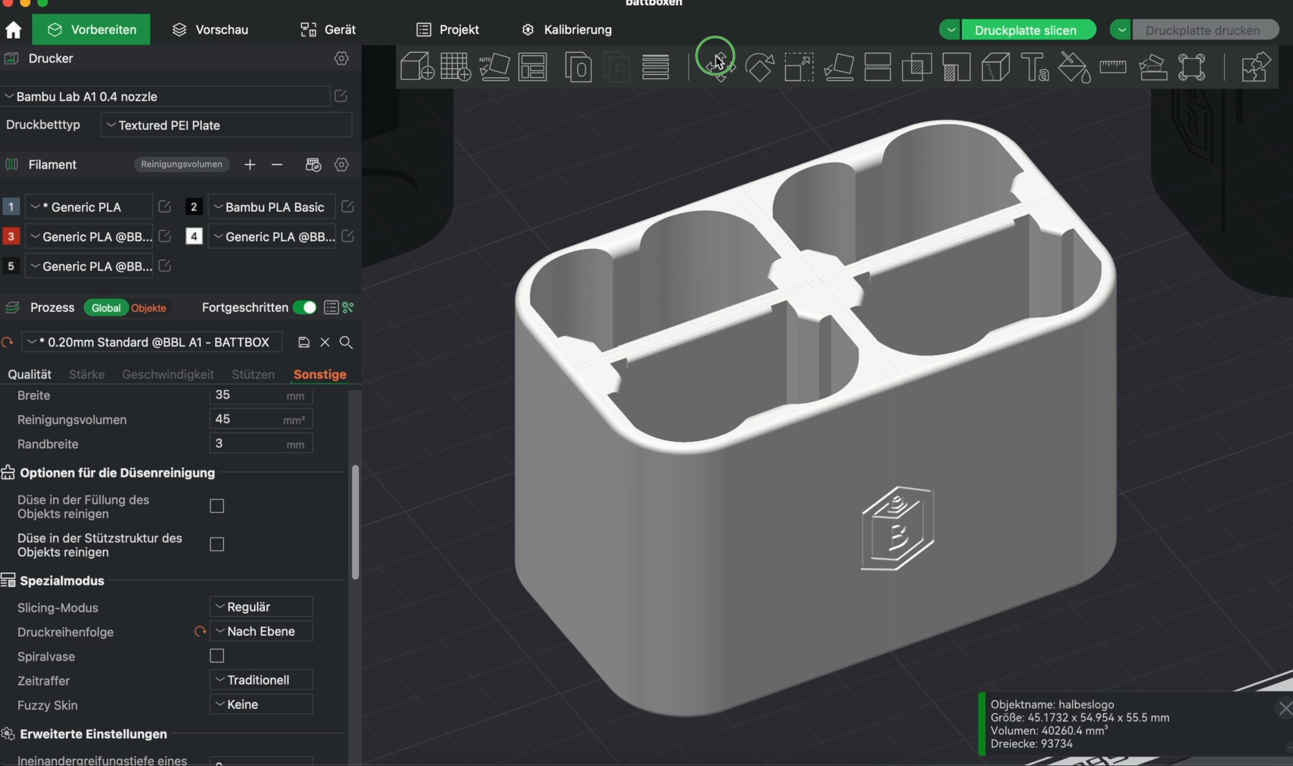 Bambu Studio Slicer-Einstellungen für 3D-Druck
