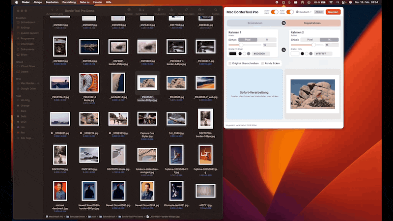 Mac BorderTool Pro Workflow – Drag & Drop und Live-Vorschau
